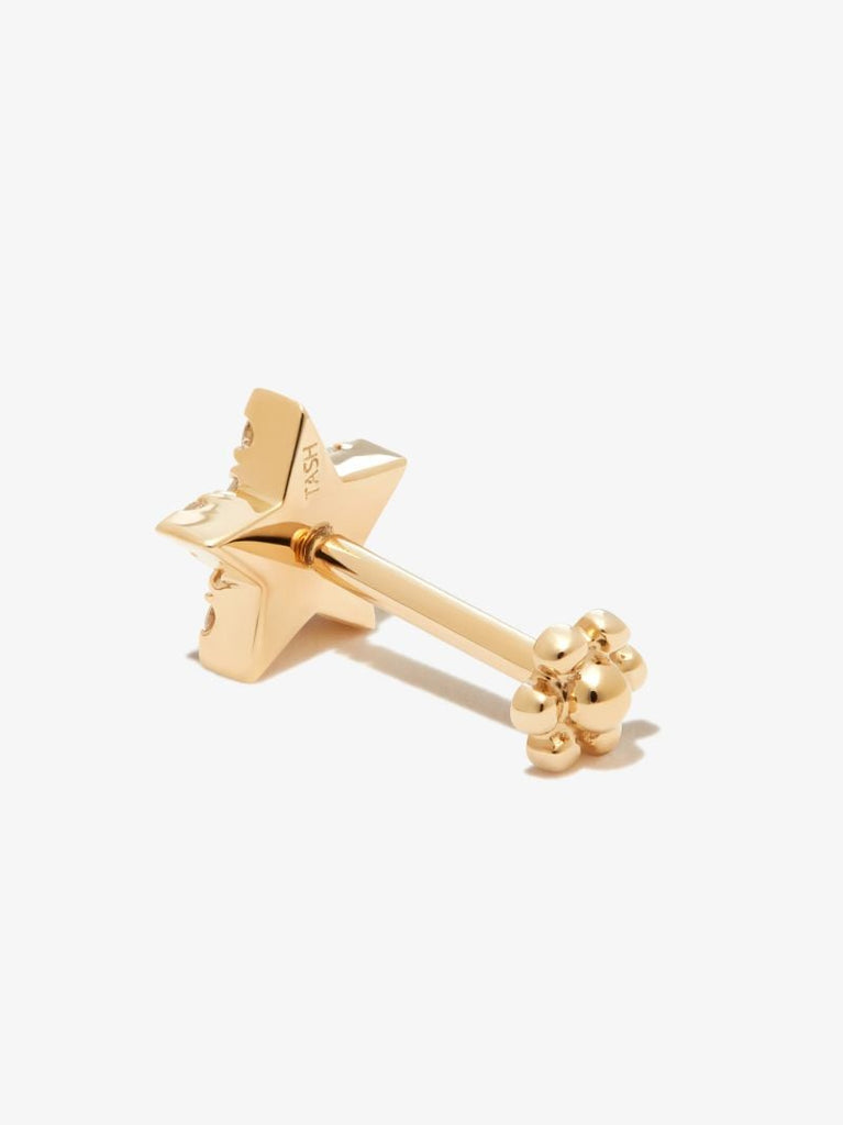 18k Yellow Gold Star Diamond Stud Earring
