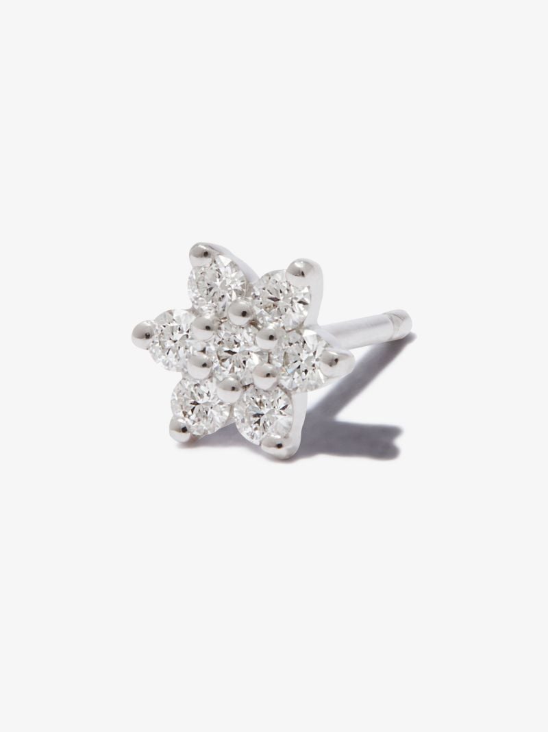 18k White Gold Flower Diamond Earring