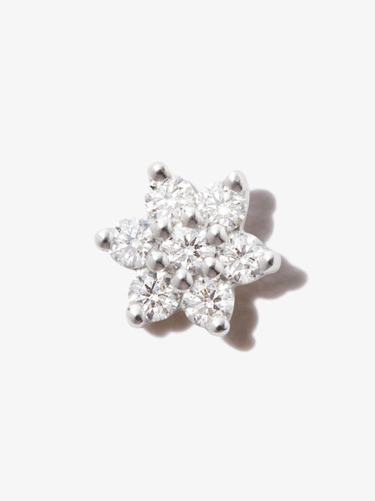 18k White Gold Flower Diamond Earring