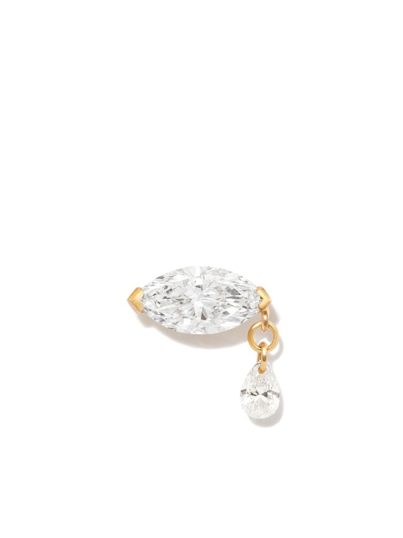 18k Yellow Gold Teardrop Marquise Diamond Earring