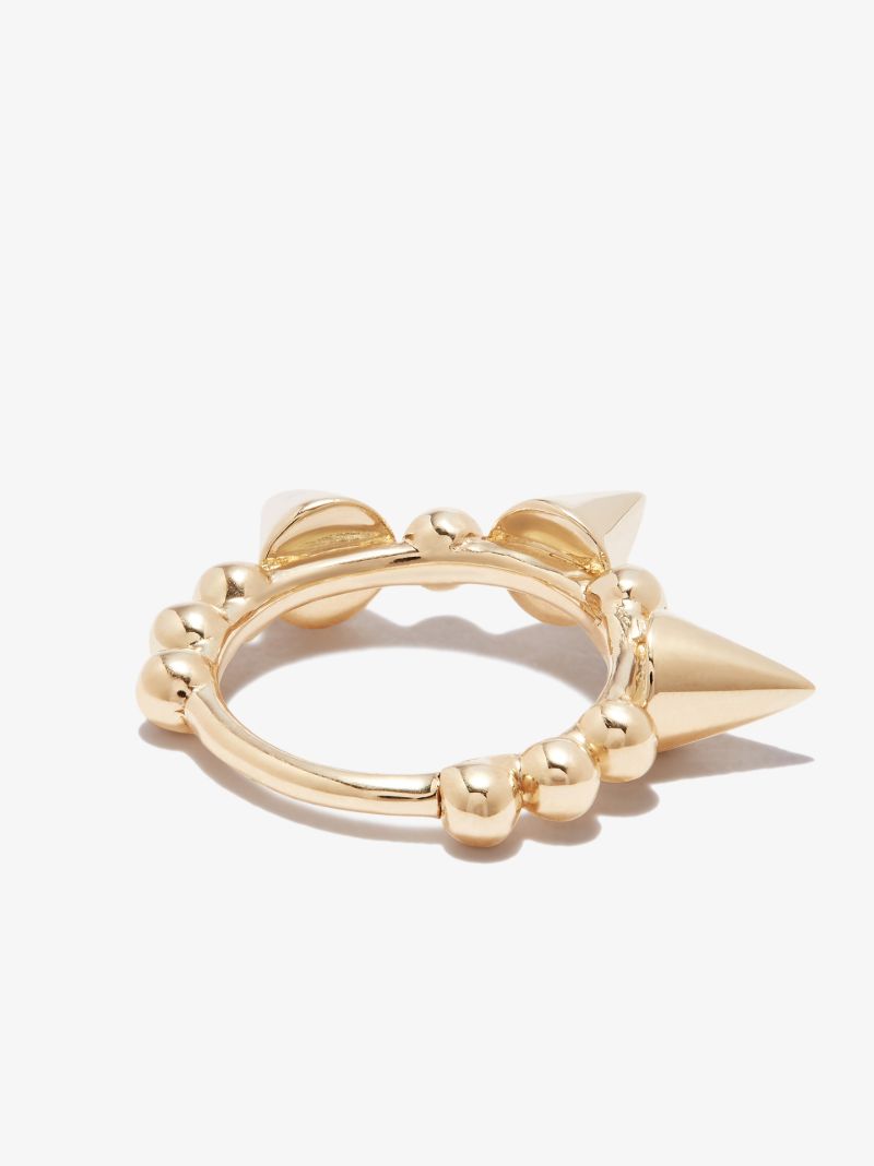 18k Yellow Gold Triple Spike Hoop Earring
