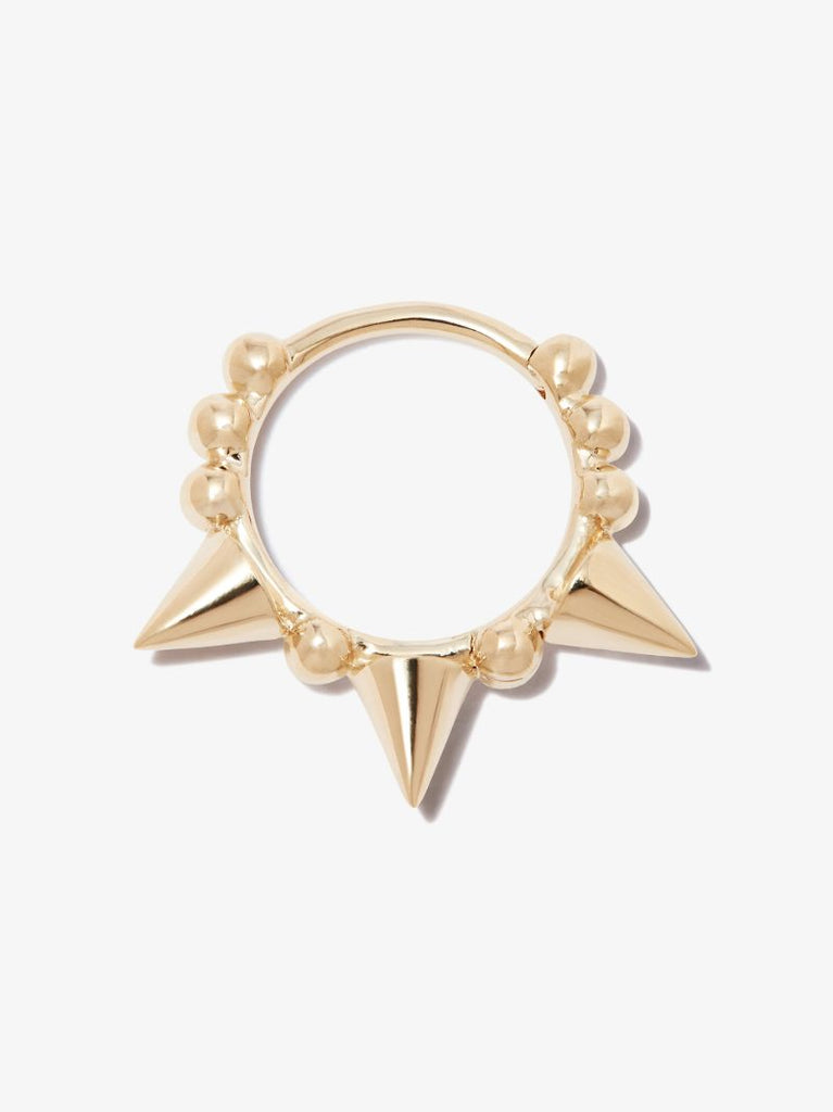 18k Yellow Gold Triple Spike Hoop Earring