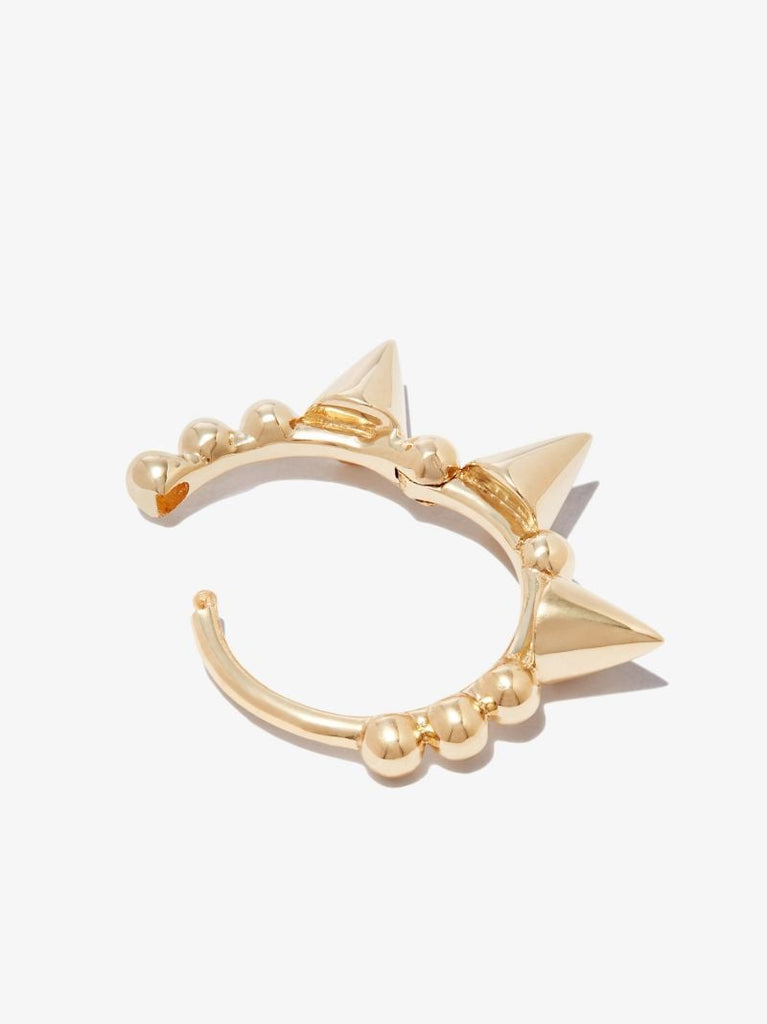 18k Yellow Gold Triple Spike Hoop Earring