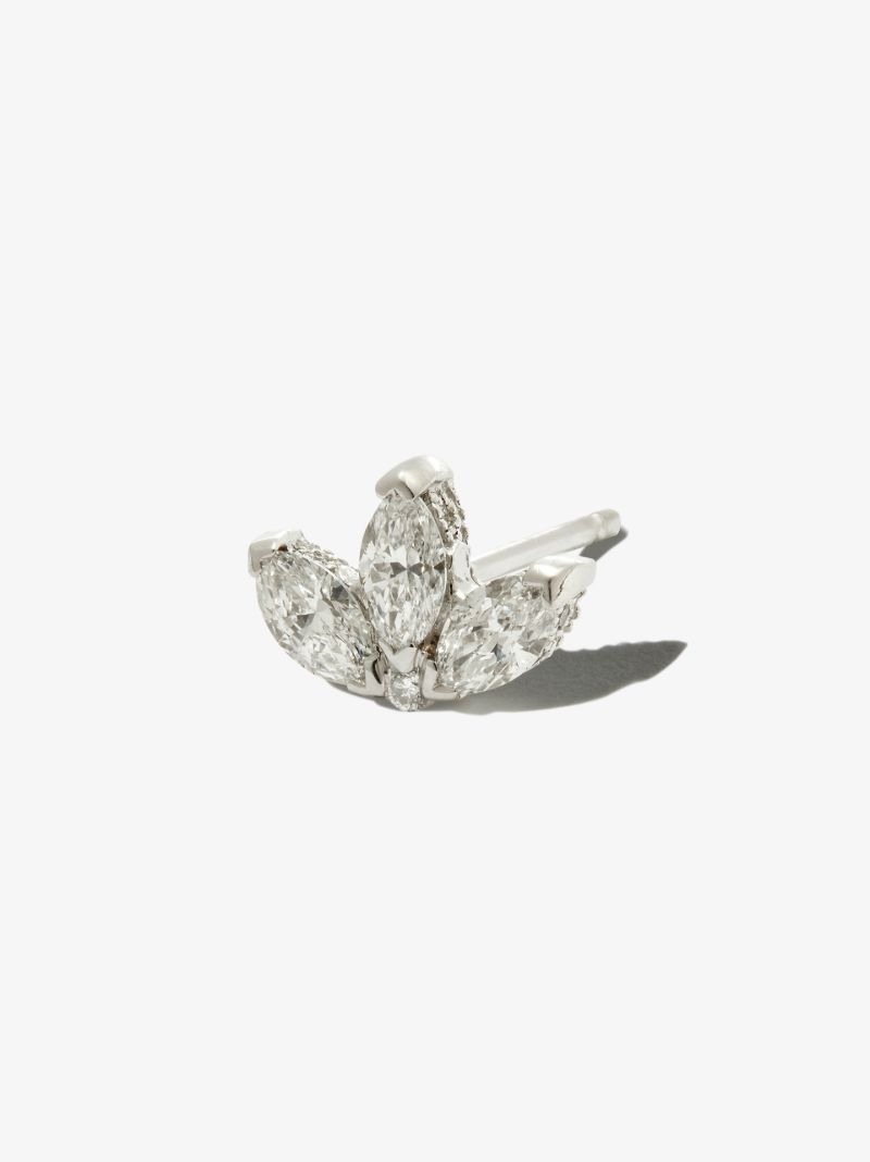 18k White Gold Lotus Diamond Earring