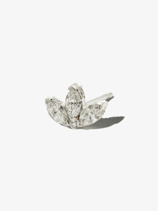 18k White Gold Lotus Diamond Earring