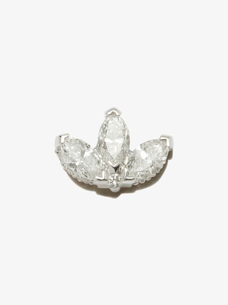 18k White Gold Lotus Diamond Earring