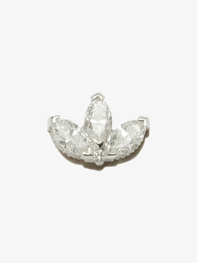 18k White Gold Lotus Diamond Earring