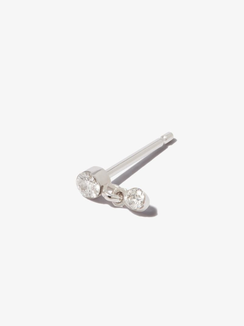 18k White Gold Invisible Set Dangle Diamond Earring