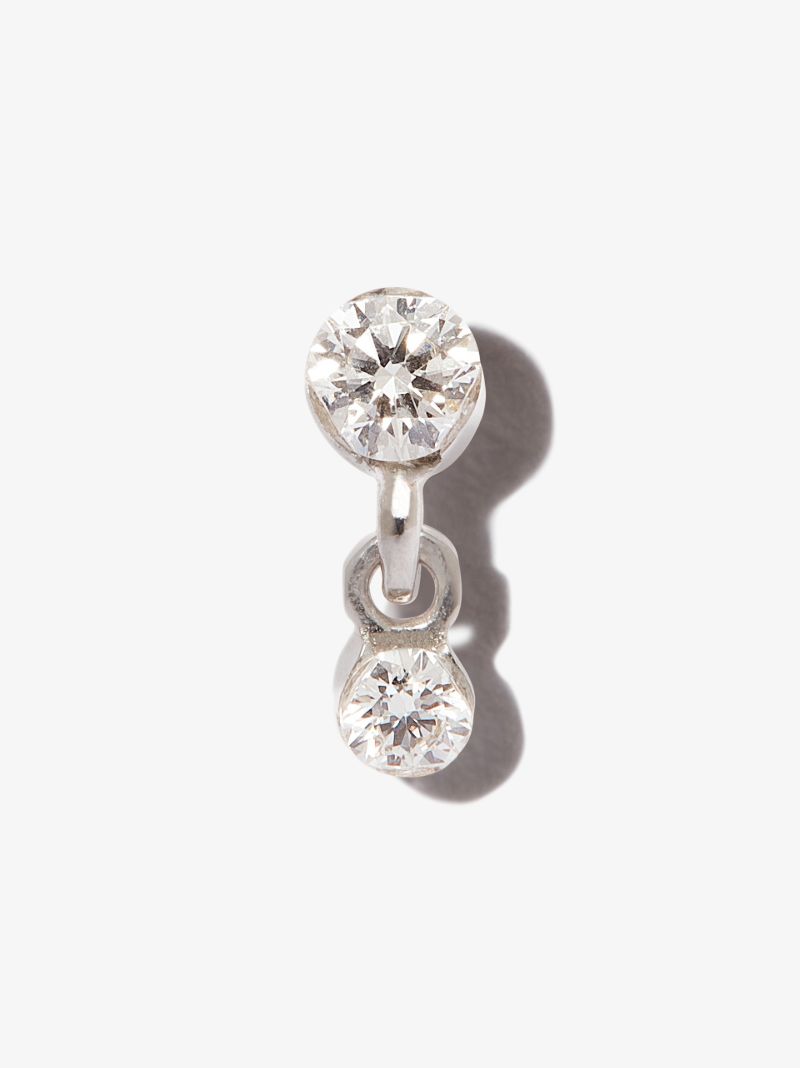 18k White Gold Invisible Set Dangle Diamond Earring