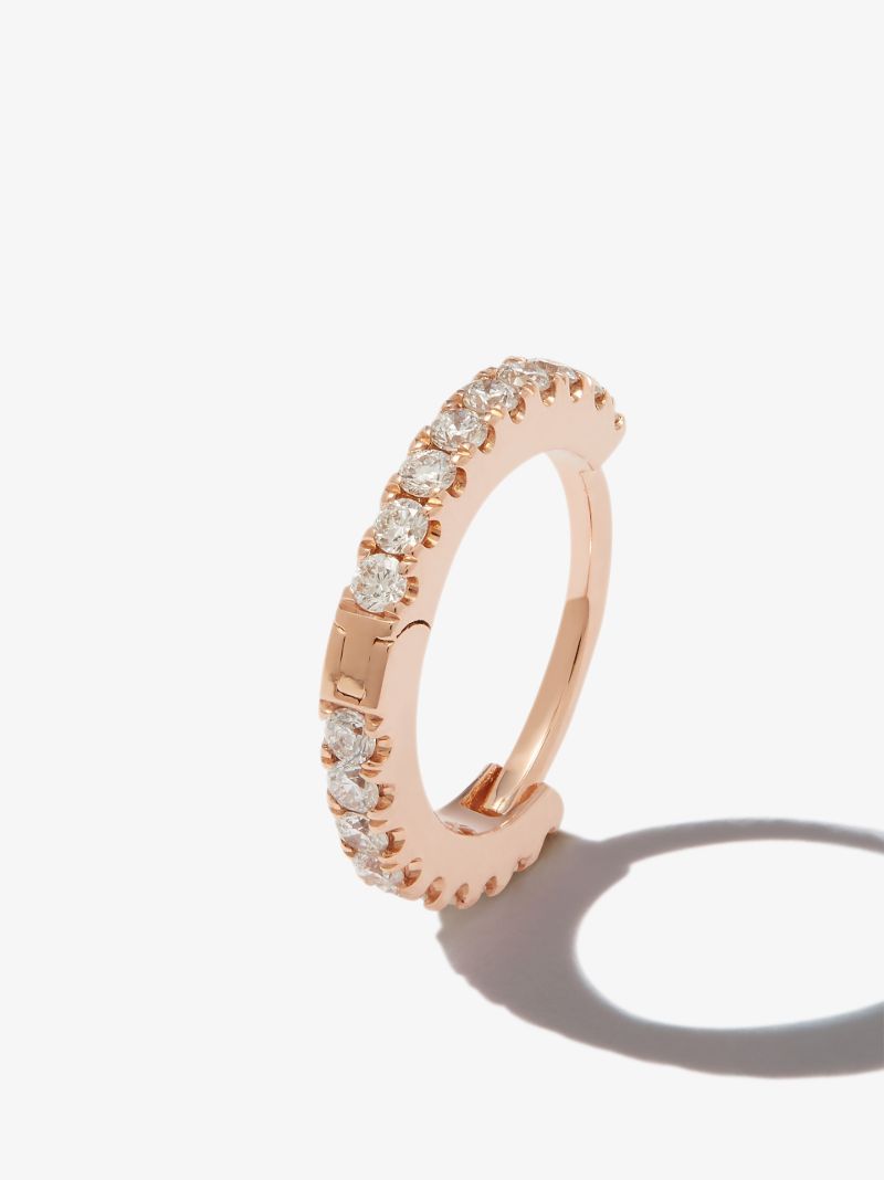 18k Rose Gold Eternity Diamond Hoop Earring