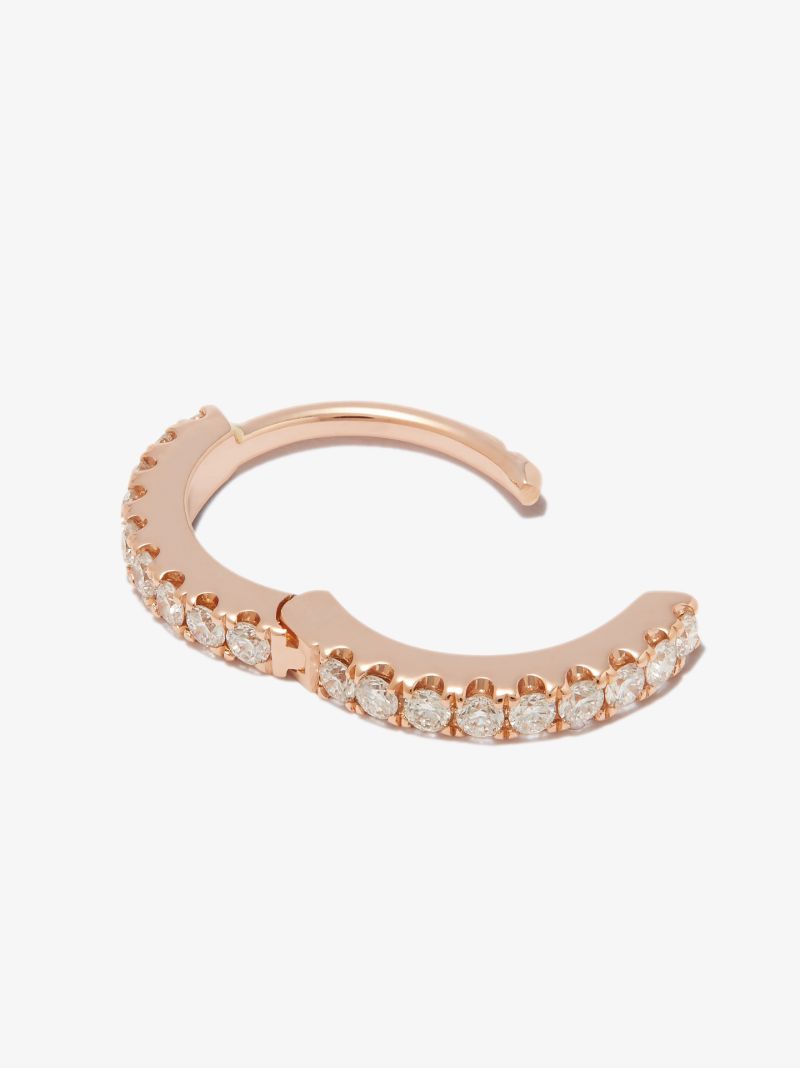18k Rose Gold Eternity Diamond Hoop Earring