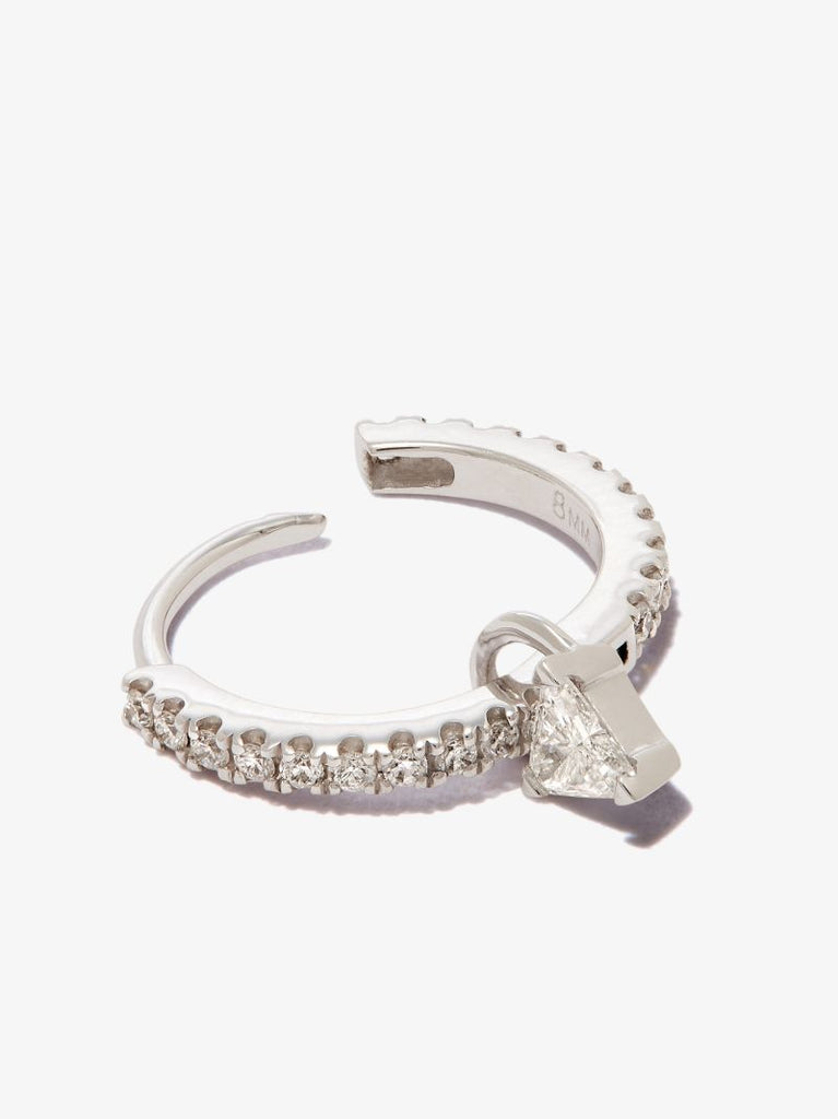 18k White Gold Diamond Triangle Charm