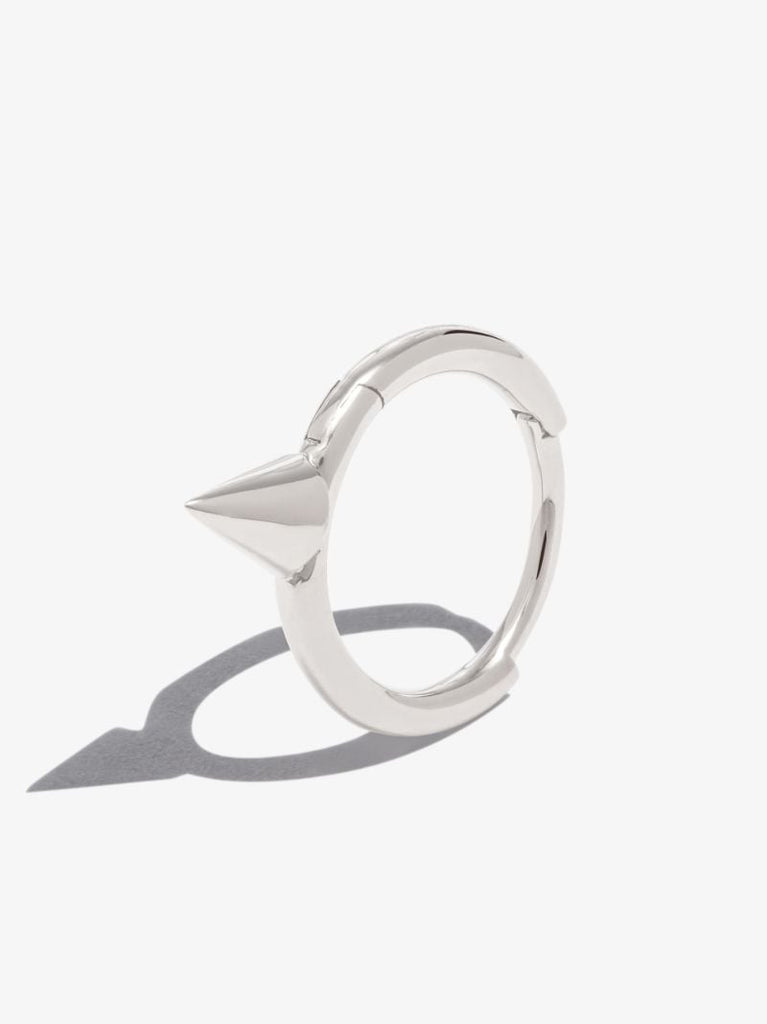 18k White Gold Spike Hoop Earring