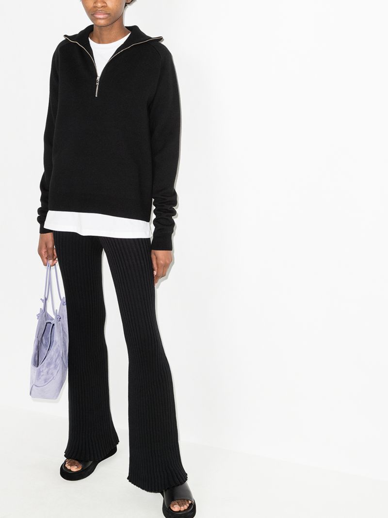 Zip-up Wool Knit Sweater