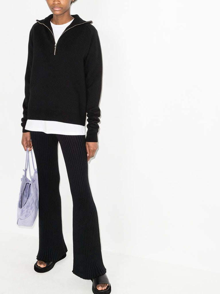 Zip-up Wool Knit Sweater
