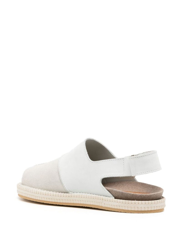 White Patchwork Leather Mules