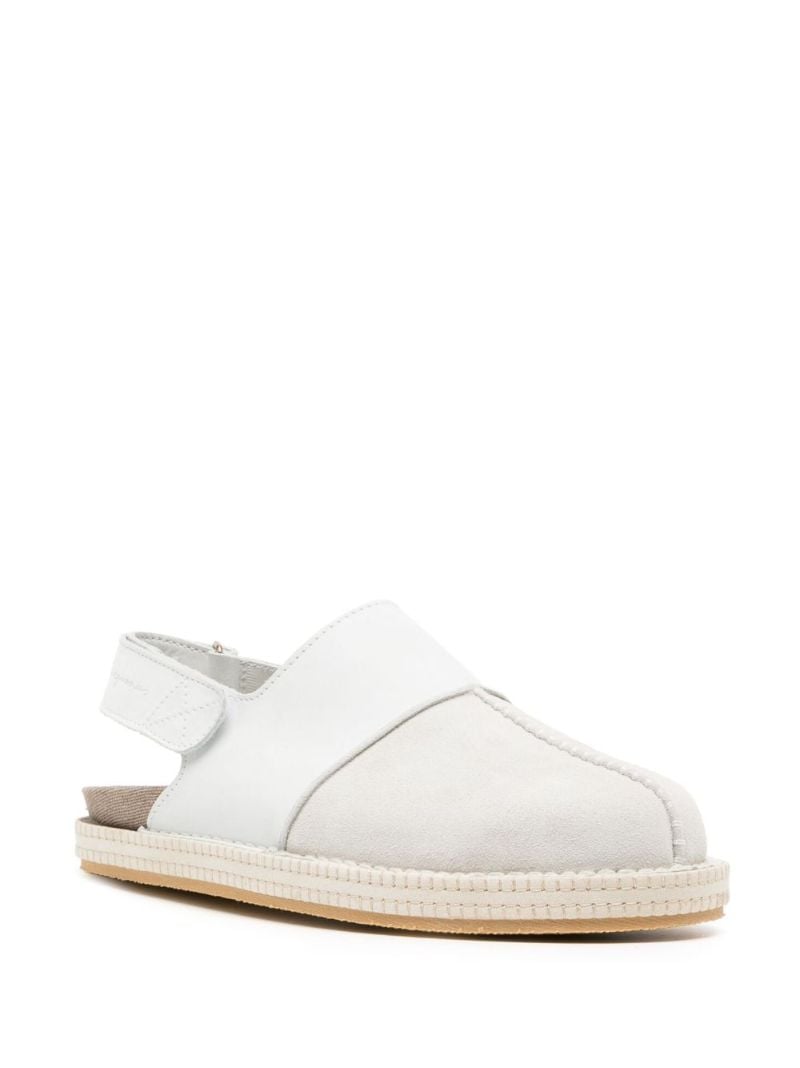 White Patchwork Leather Mules