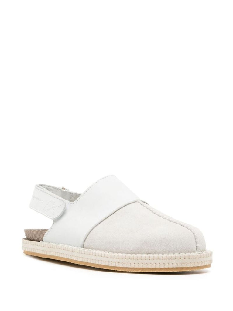 White Patchwork Leather Mules