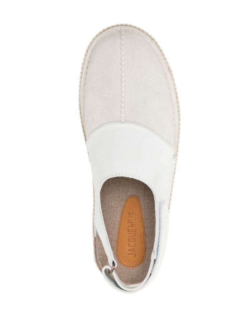 White Patchwork Leather Mules