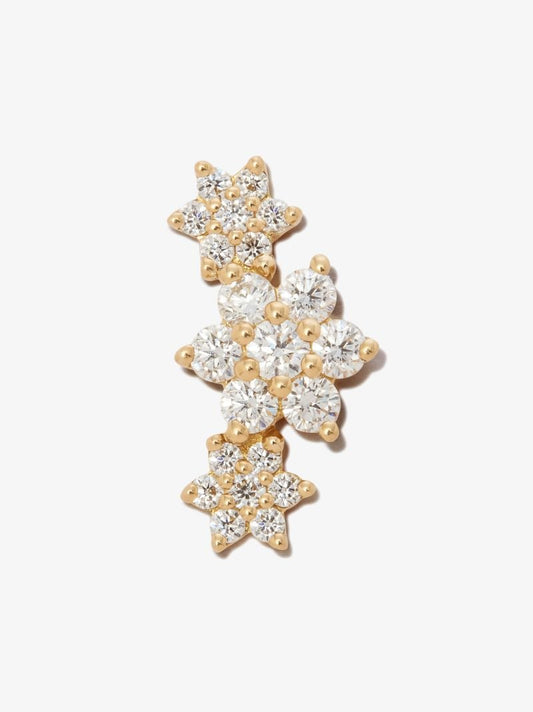 18k Yellow Gold Three Flower Garland Diamond Earring