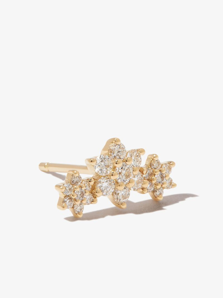 18k Yellow Gold Three Flower Garland Diamond Earring