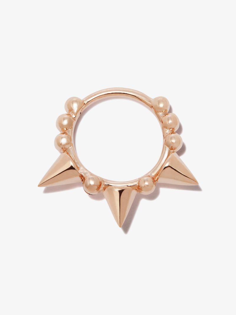 18k Rose Gold Triple Spike Hoop Earring