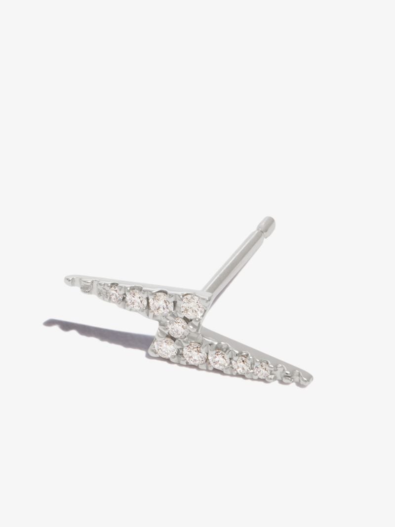 18k White Gold Lightning Bolt Diamond Earring