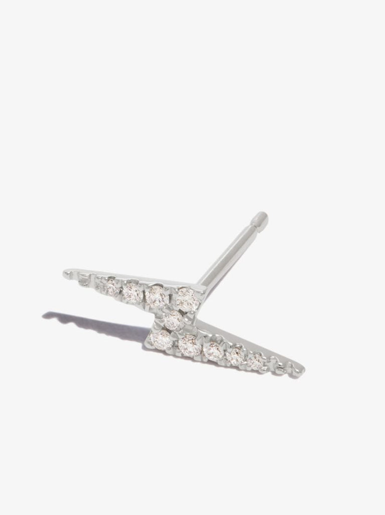 18k White Gold Lightning Bolt Diamond Earring