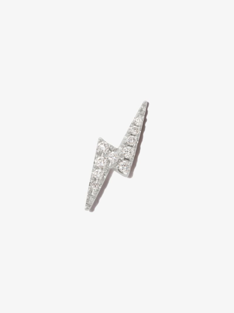 18k White Gold Lightning Bolt Diamond Earring