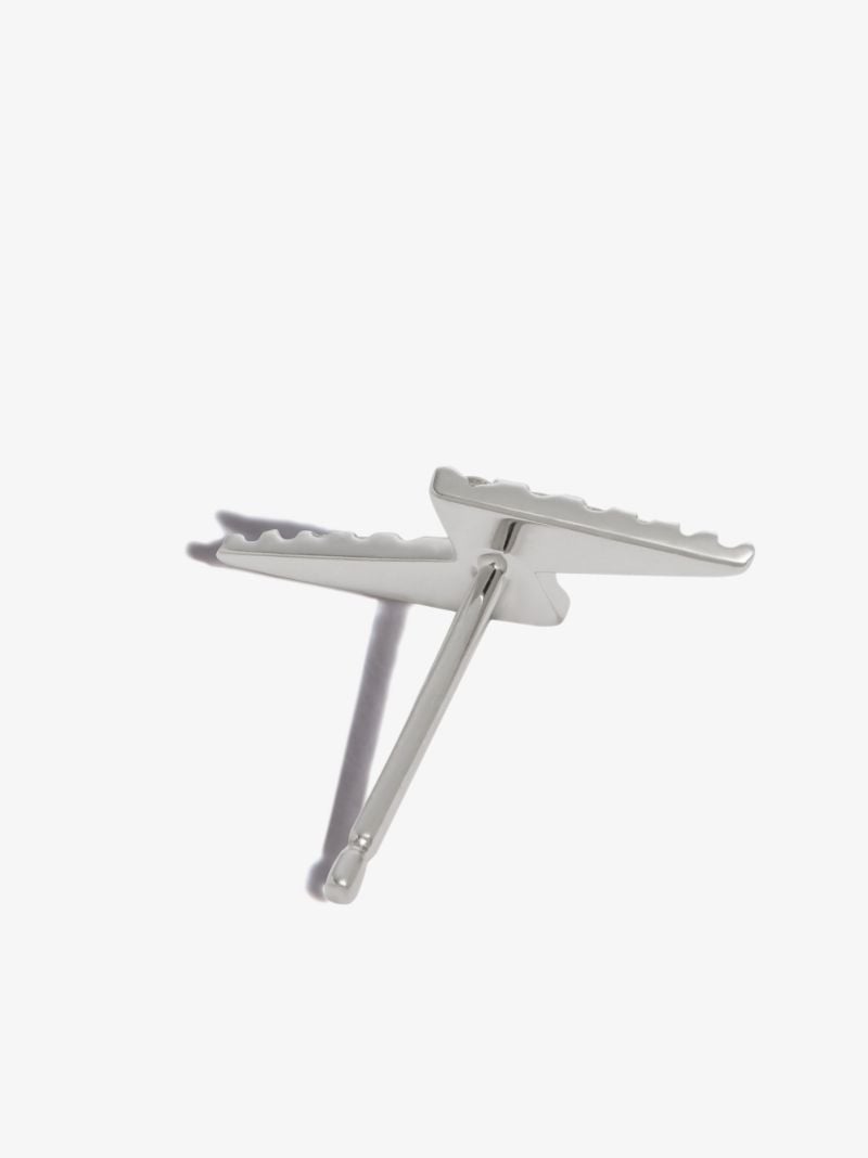 18k White Gold Lightning Bolt Diamond Earring