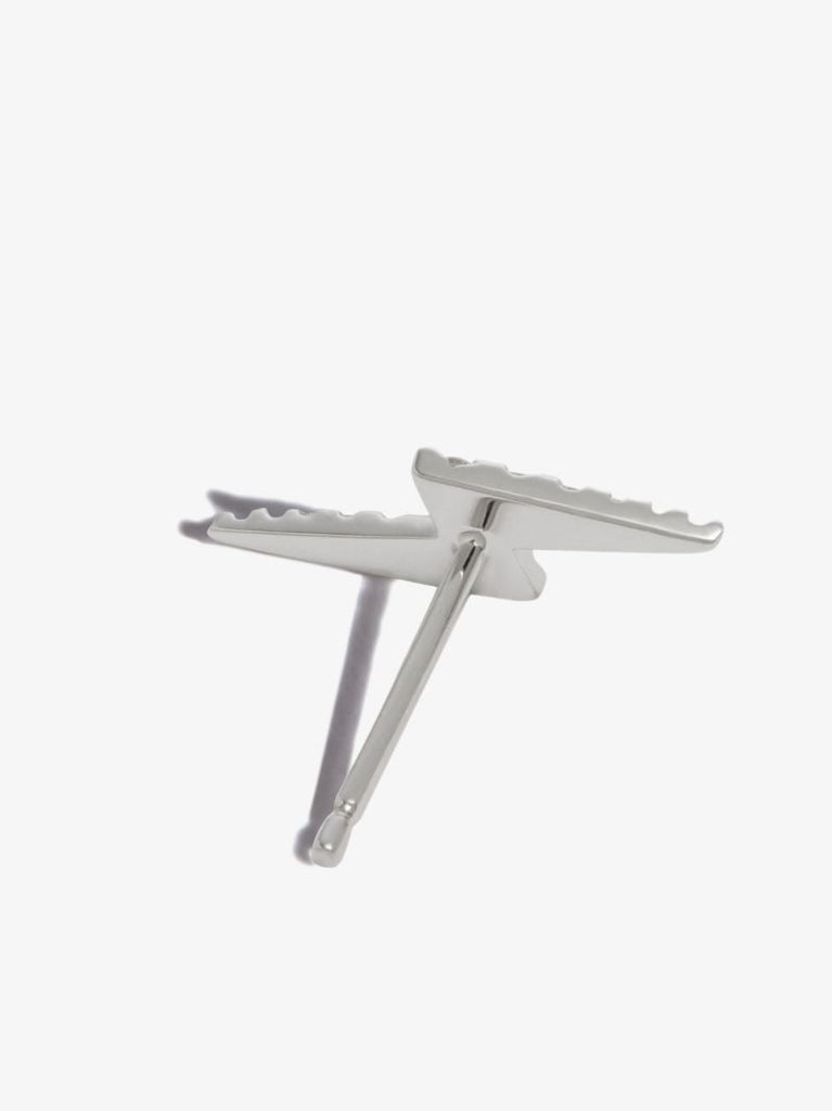 18k White Gold Lightning Bolt Diamond Earring