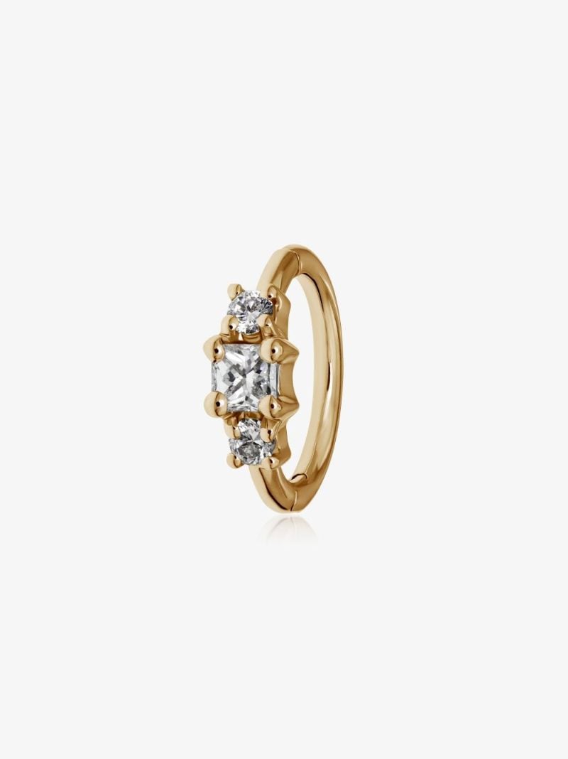 18k Yellow Gold Princess Diamond Earring