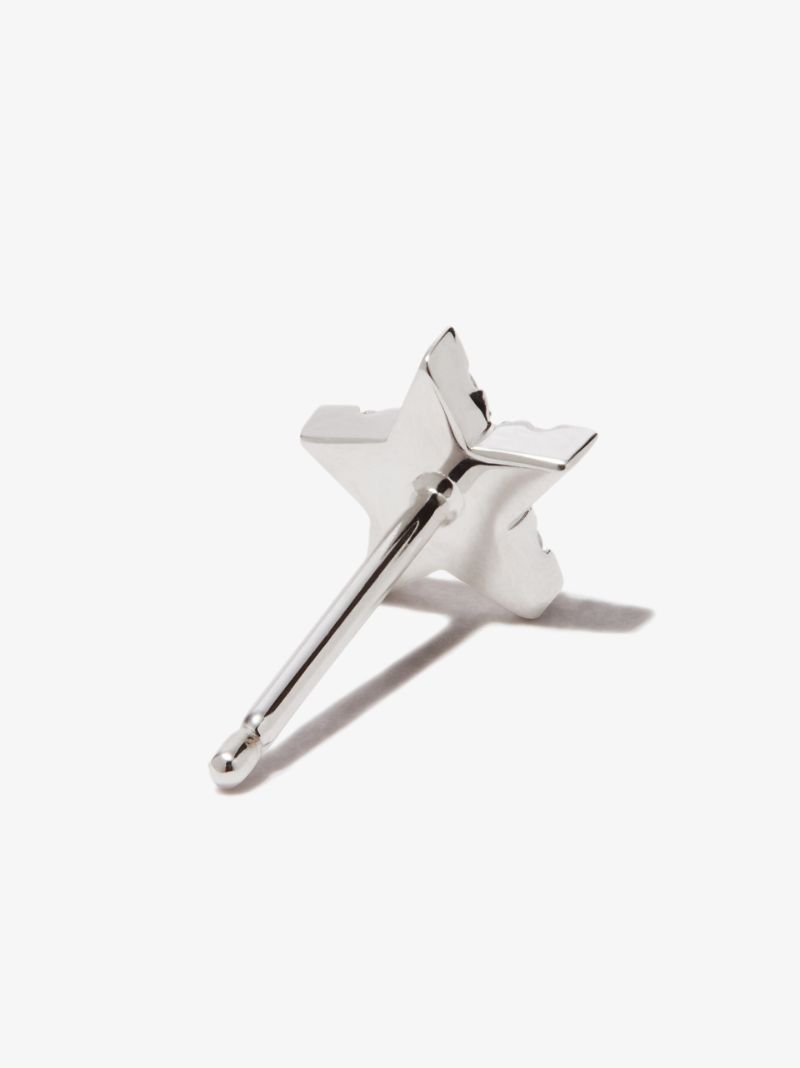 18k White Gold Star Diamond Earring