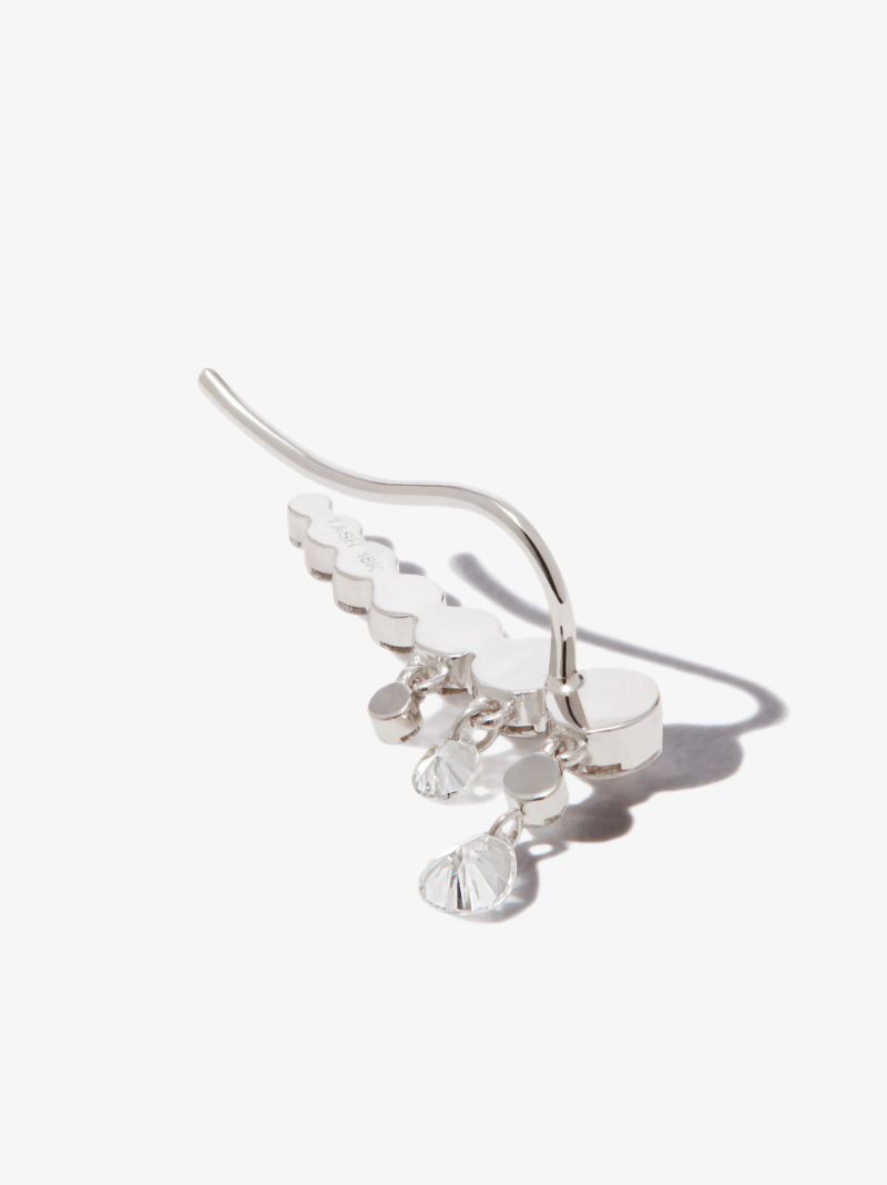 18k White Gold Curve Crescendo Diamond Climber Earring