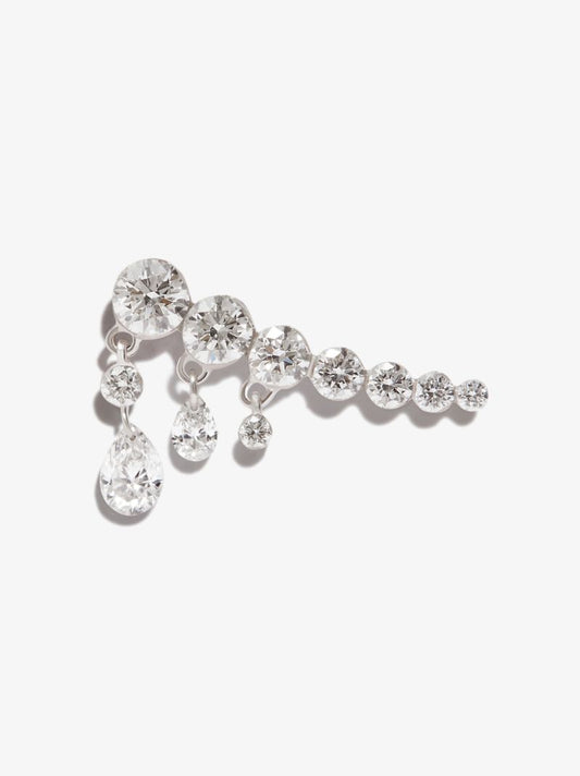 18k White Gold Curve Crescendo Diamond Climber Earring