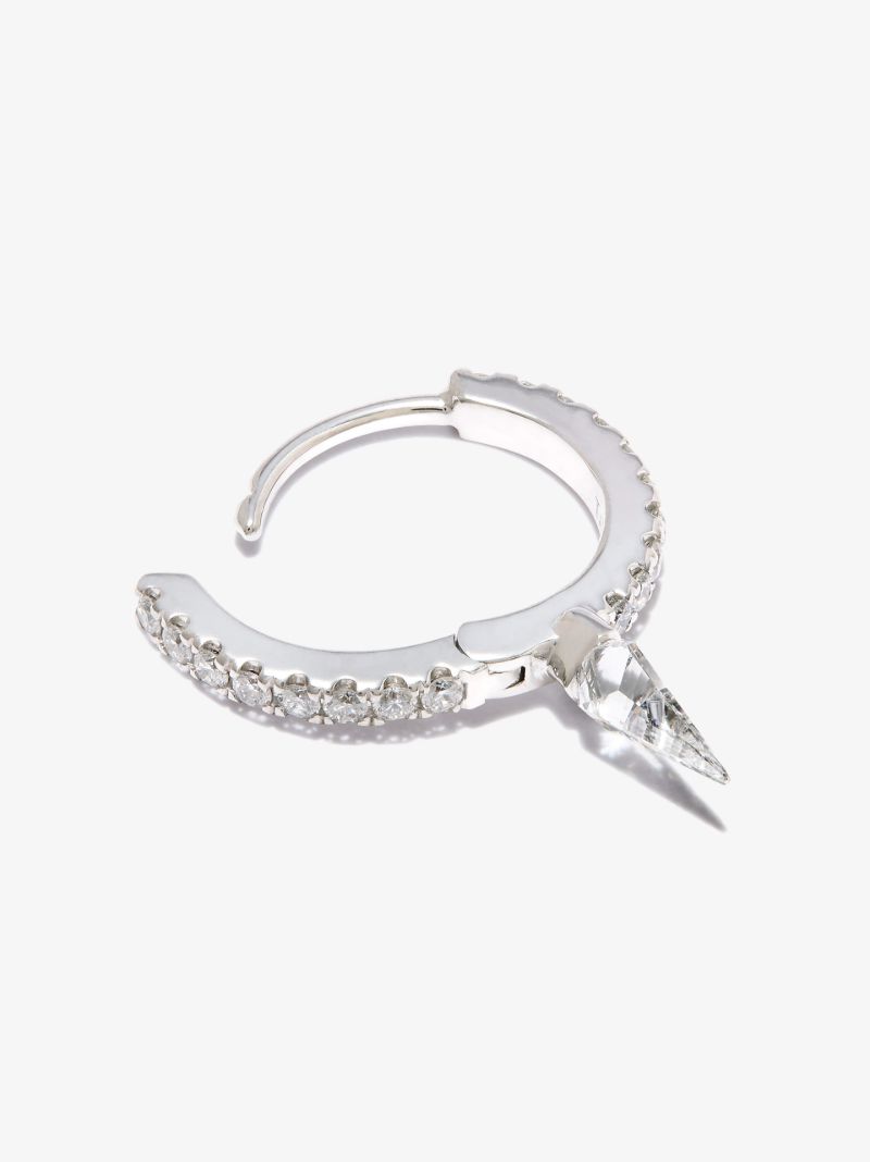 18k White Gold Spike Eternity Diamond Hoop Earring