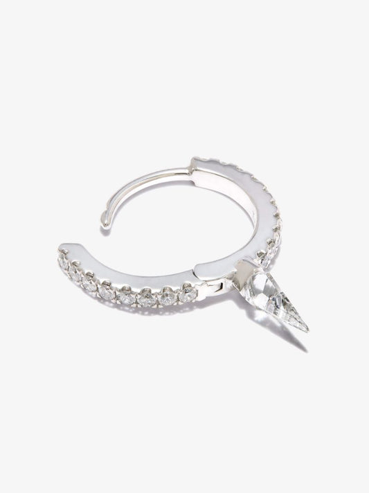 18k White Gold Spike Eternity Diamond Hoop Earring