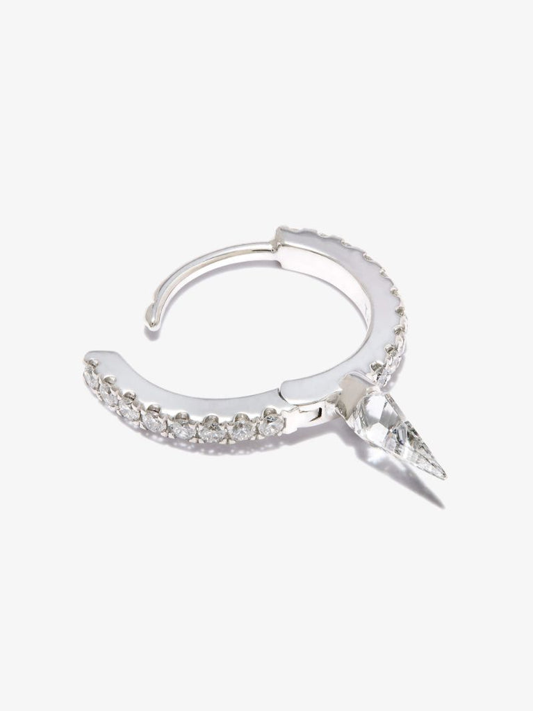 18k White Gold Spike Eternity Diamond Hoop Earring