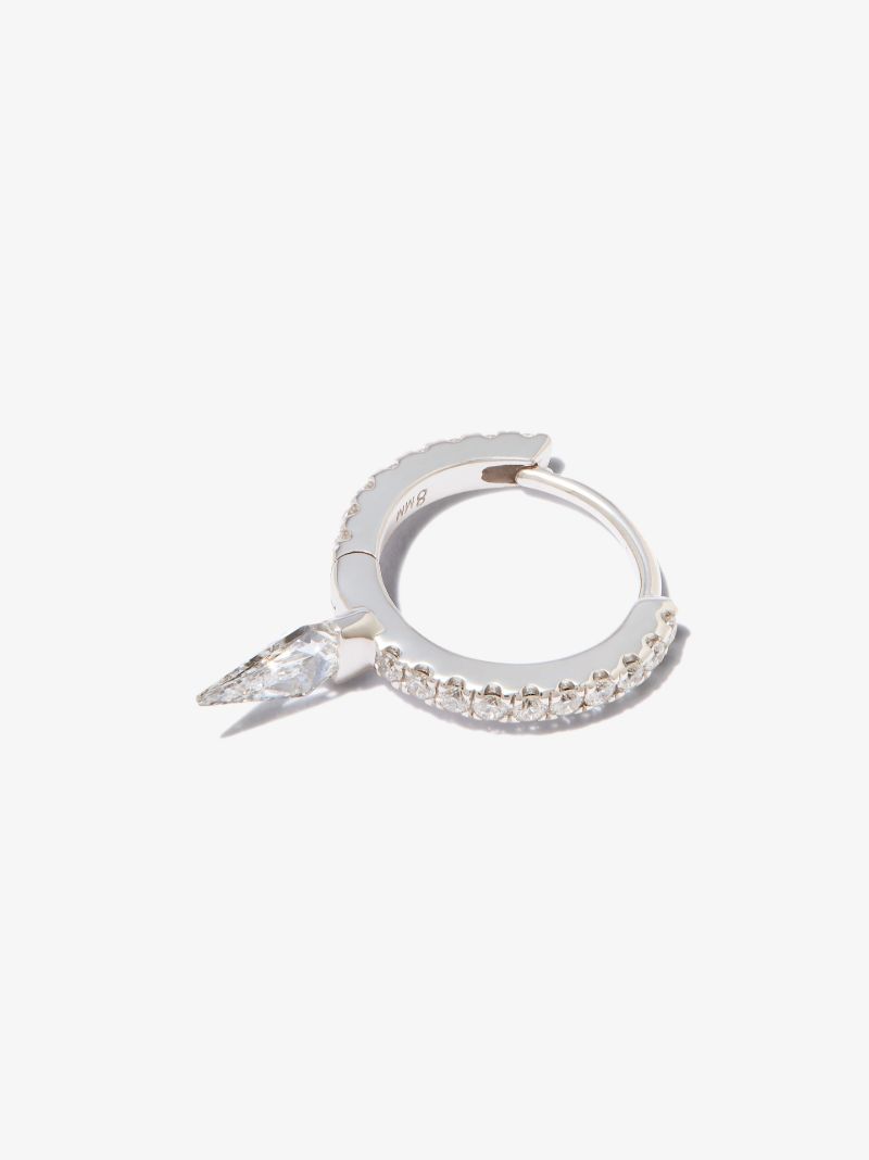 18k White Gold Spike Eternity Diamond Hoop Earring