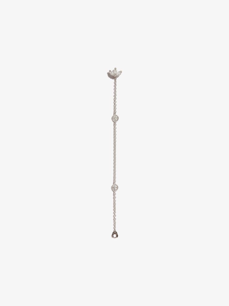 18k White Gold Double Scalloped Diamond Chain Charm