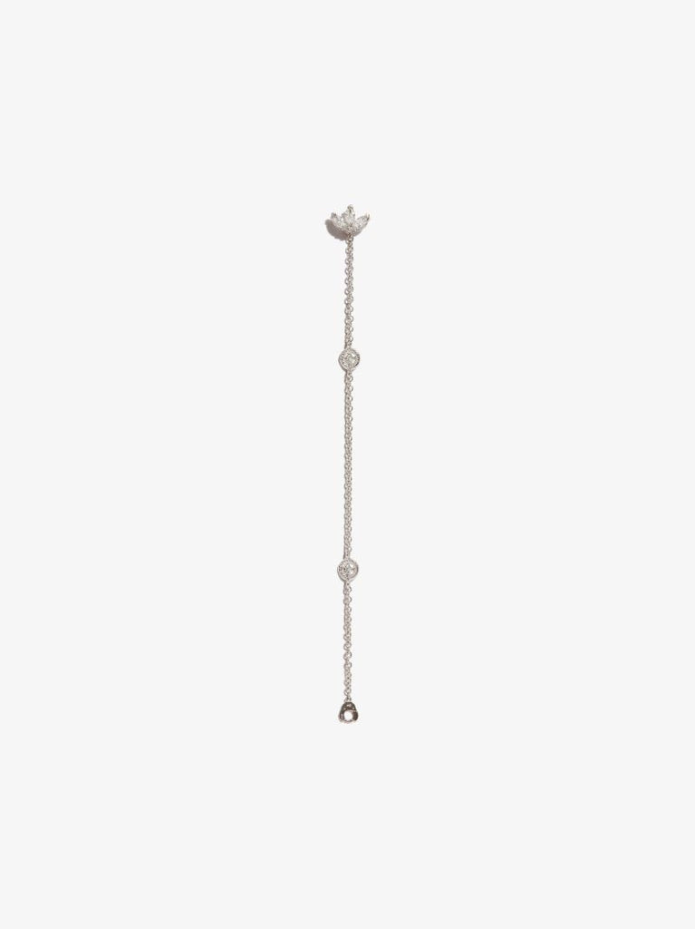 18k White Gold Double Scalloped Diamond Chain Charm