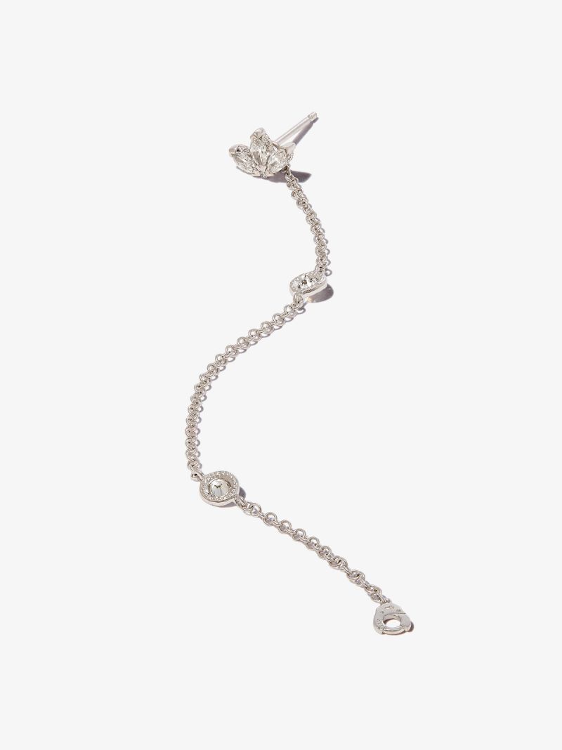 18k White Gold Double Scalloped Diamond Chain Charm