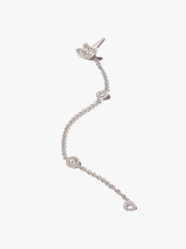 18k White Gold Double Scalloped Diamond Chain Charm
