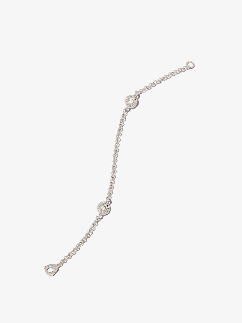 18k White Gold Double Scalloped Diamond Chain Charm