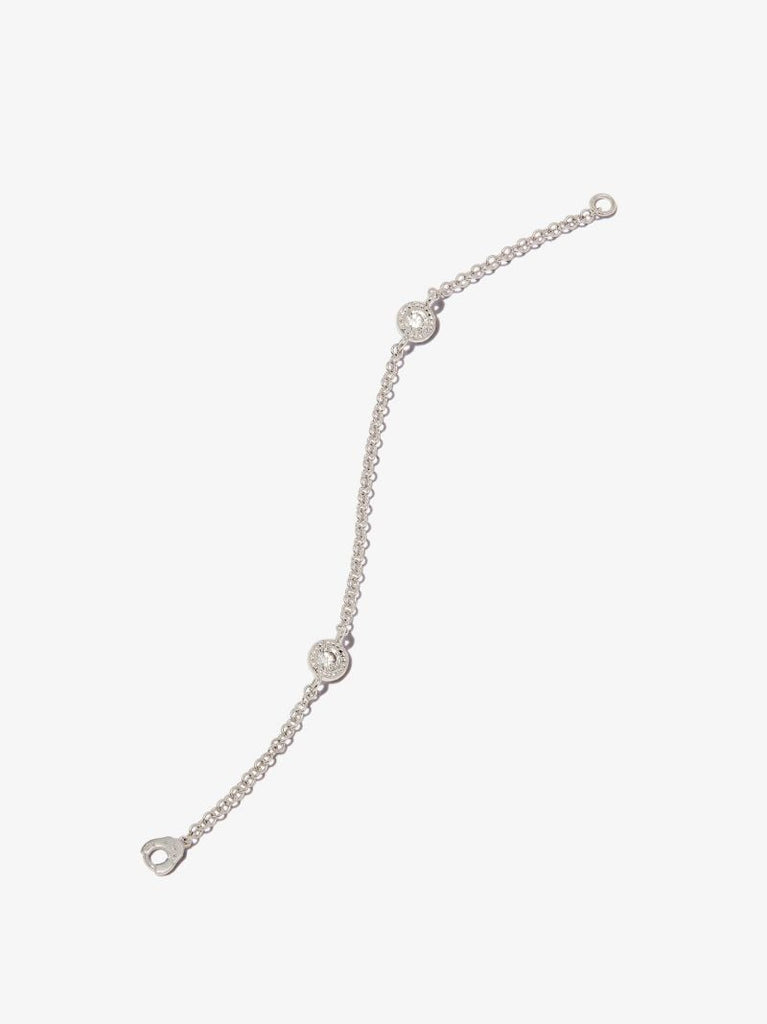 18k White Gold Double Scalloped Diamond Chain Charm