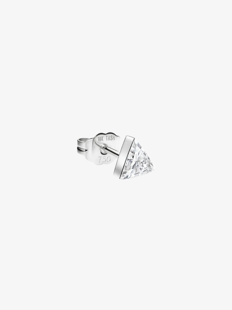 18k White Gold Triangle Diamond Stud Earring