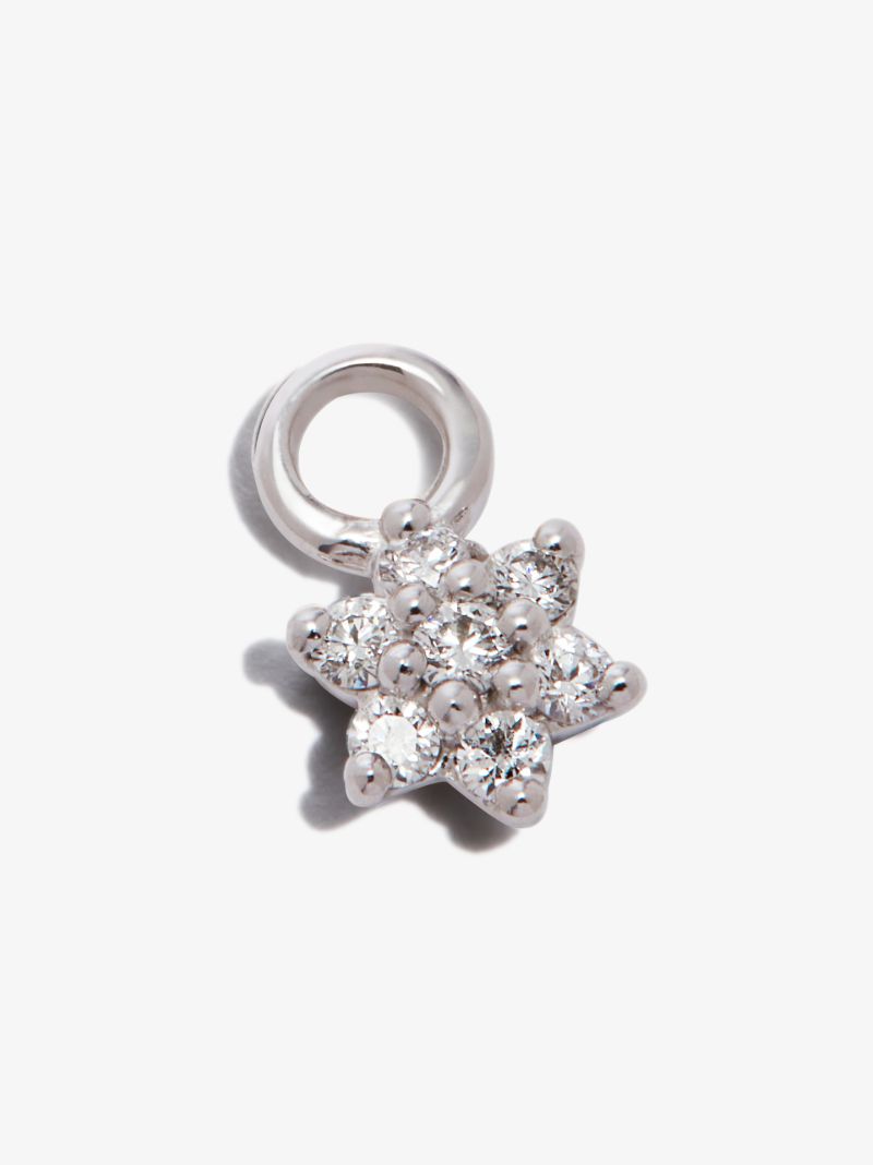 18k White Gold Flower Diamond Charm