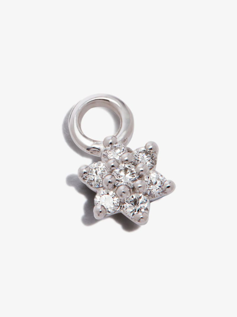 18k White Gold Flower Diamond Charm