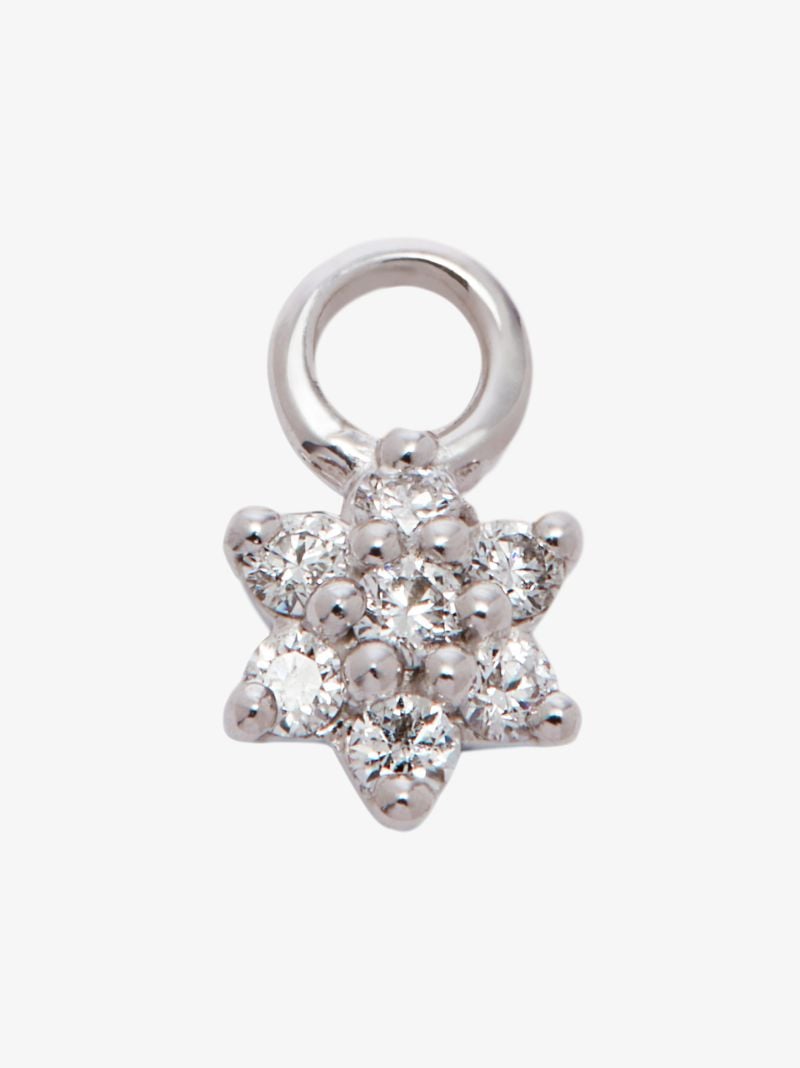 18k White Gold Flower Diamond Charm
