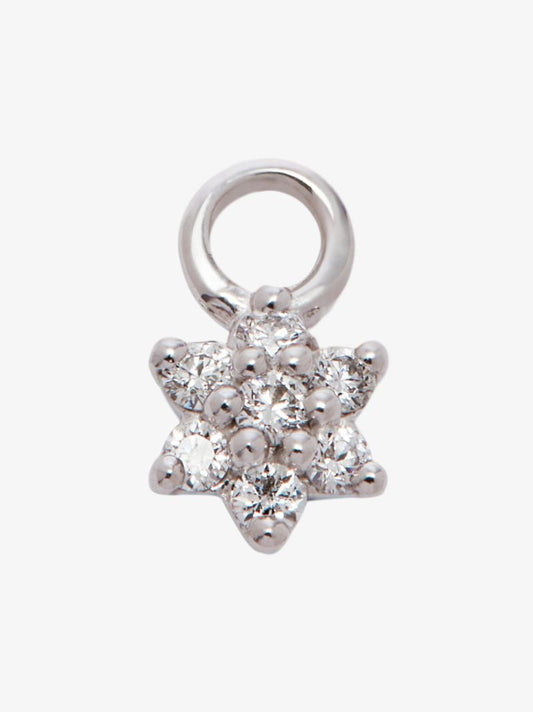 18k White Gold Flower Diamond Charm